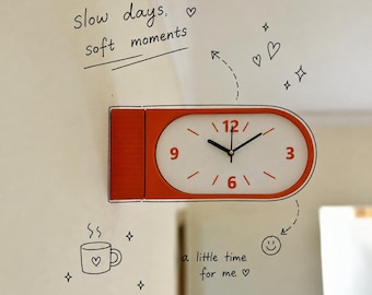 3D Printed Magnetic Wall Clock, Silent Quartz, Loft Style Home Decor