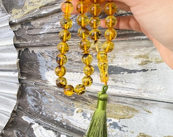 Amber Tasbih 33+3 Beads – Natural Baltic Amber Misbaha – Handmade Muslim Prayer Beads – Eid Ramadan Gift – Islamic Rosary