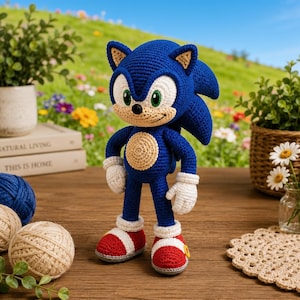 Blue Hedgehog Amigurumi Crochet Pattern PDF Cute Spiky Animal Plush Toy Tutorial Easy Beginner Digital Download DIY Gift