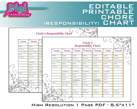 Responsibility Chore Chart