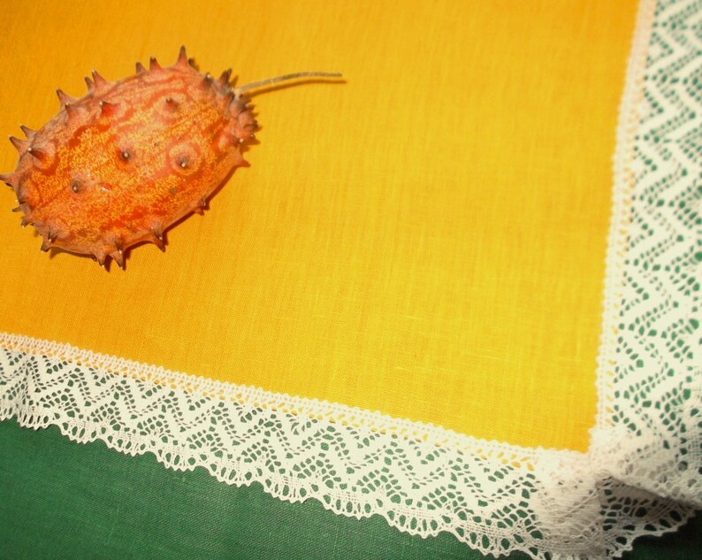 Small linen coffee table runner yellow home decor natural Etsy