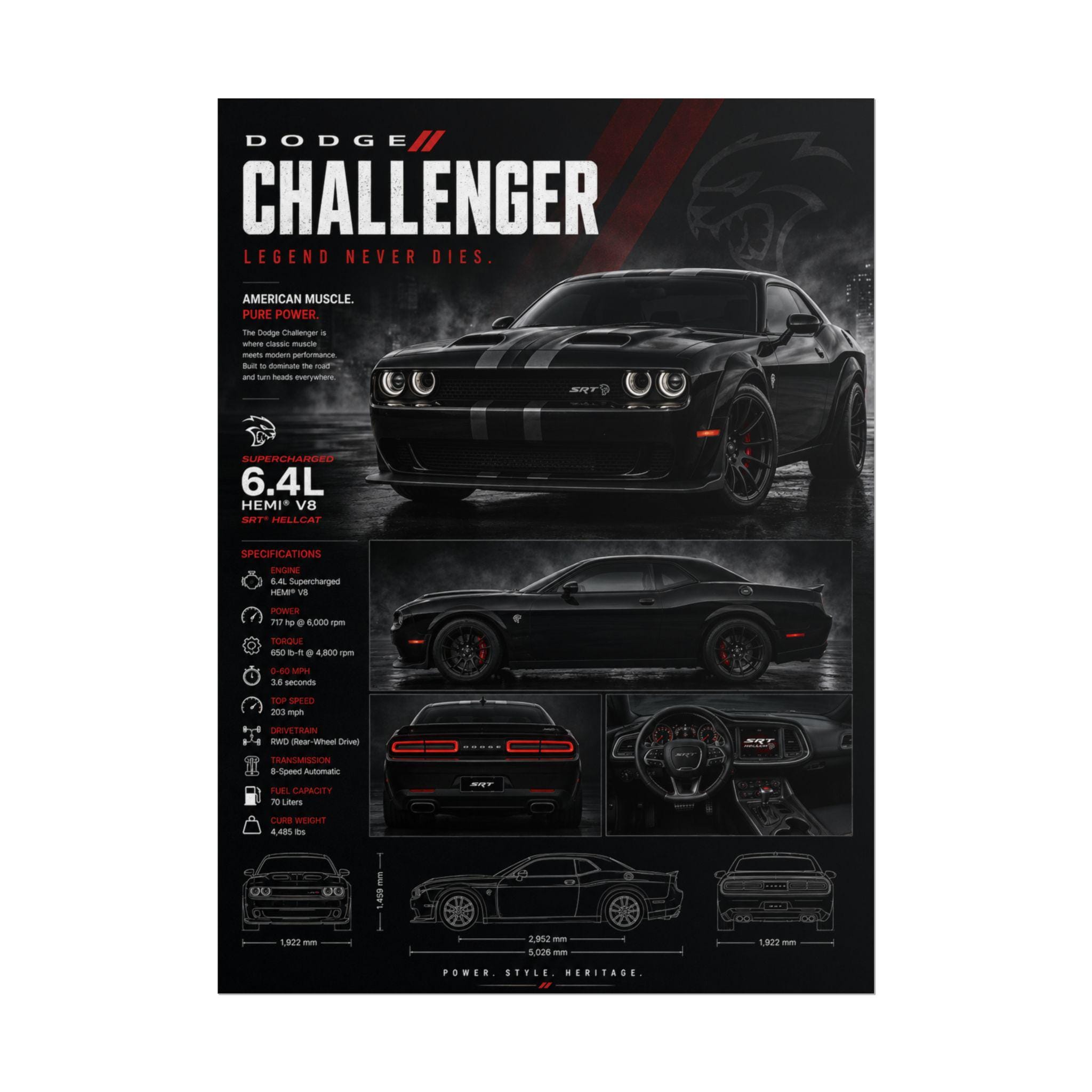 Dodge Challenger Poster - Etsy
