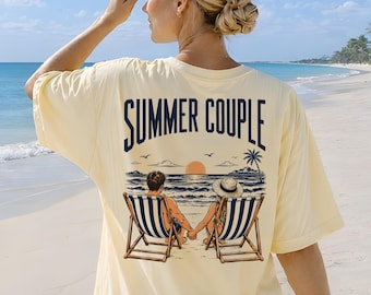 Summer Couple Beach PNG, Coastal Romance Illustration (Digital Download)