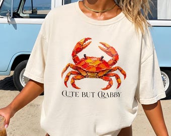 Crabby Watercolor Crab Design, Summer Beach PNG, Coastal Graphic Tee (Digital Download)