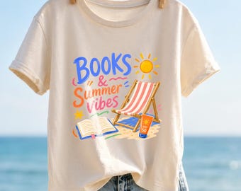 Books & Summer Vibes PNG, Beach Reader Graphic (Digital Download)