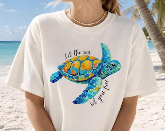 Sea Turtle PNG, Coastal Beach Shirt Design, Ocean Life Graphic (Digital Download)