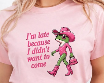 I'm Late Frog PNG, Introvert Humor Graphic, Sarcastic Quote Design (Digital Download)