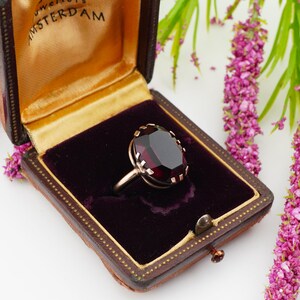 Vintage Soviet Red Stone Ring 875 Silver USSR Ring Statement Ring Size 6 Women’s Vintage Jewelry