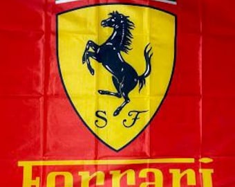 FERRARI RED Horizontal Flag 3x5' 200D Polyester 2 Brass Grommets UV Treated Unique One of a Kind!