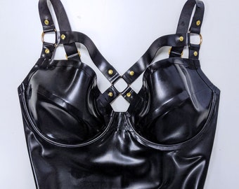 Larissa Latex Harness Top - Pandora Deluxe