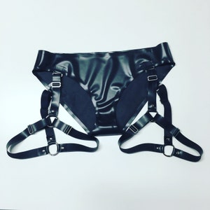 SpellBound Low Rise Latex Harness Panties - Pandora Deluxe