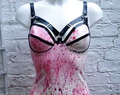 Blood Splatter Latex Dress with Bra Harness - Pandora Deluxe