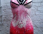 Blood Splatter Latex Dress with Bra Harness - Pandora Deluxe