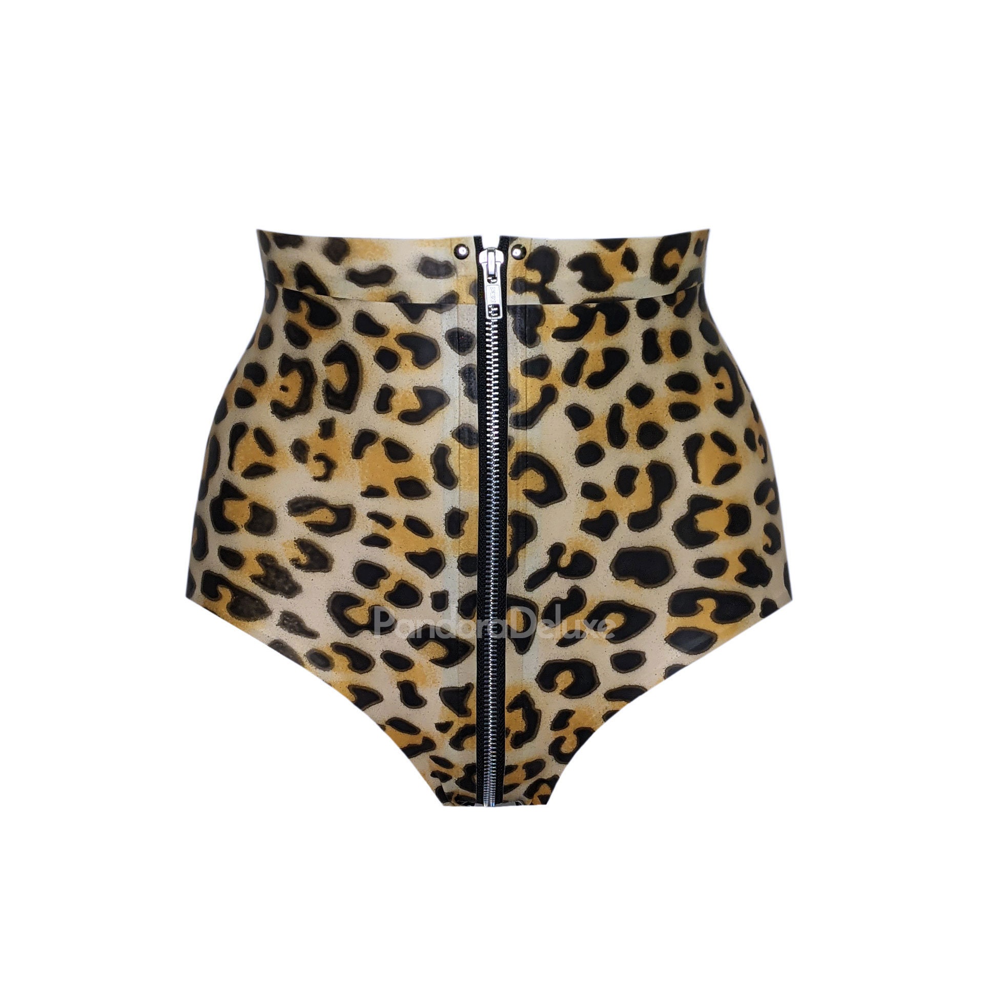 Leopard Latex High Waist Zip Panty Pandora Deluxe Etsy