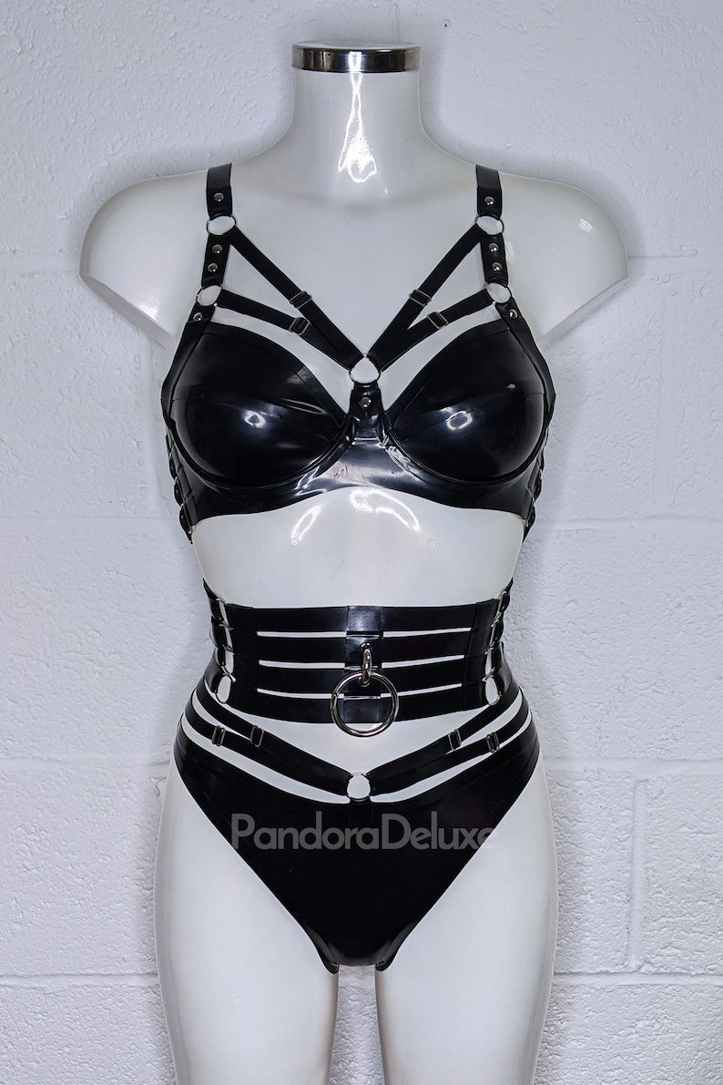 RAVEN Latex Multi Strap Belt Pandora Deluxe image 2