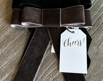 Velvet or grosgrain ribbon bow gift tags, self adhesive