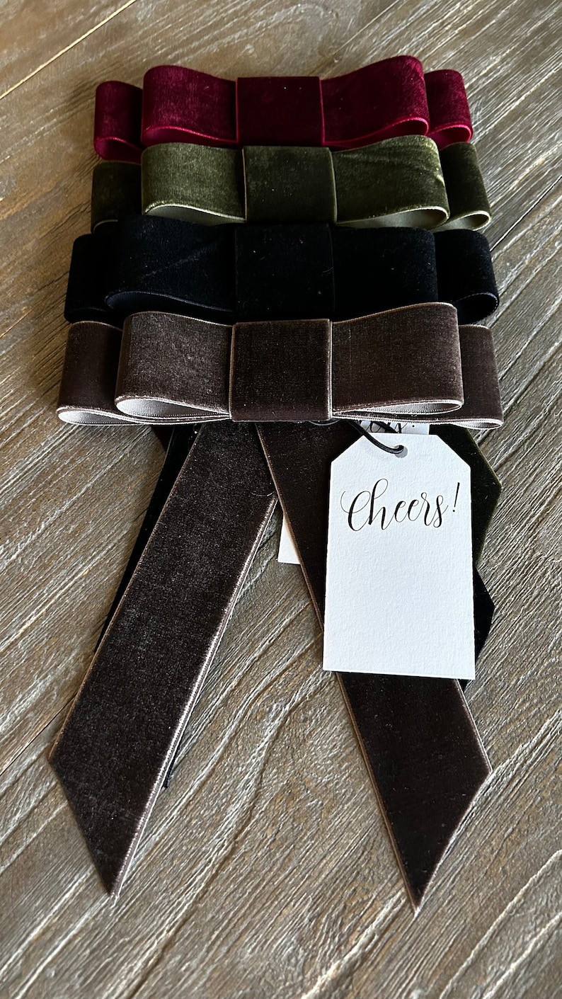Velvet or grosgrain ribbon bow gift tags, self adhesive image 1