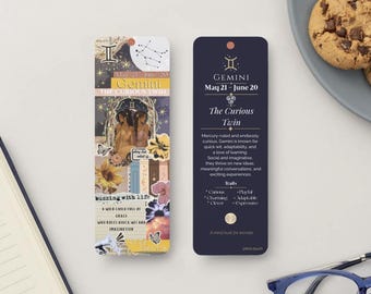 Gemini Zodiac  Double-Sided Celestial Bookmark