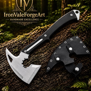 Resident Evil Leon Hatchet Axe  Full Tang Tactical Axe with Leather Sheath