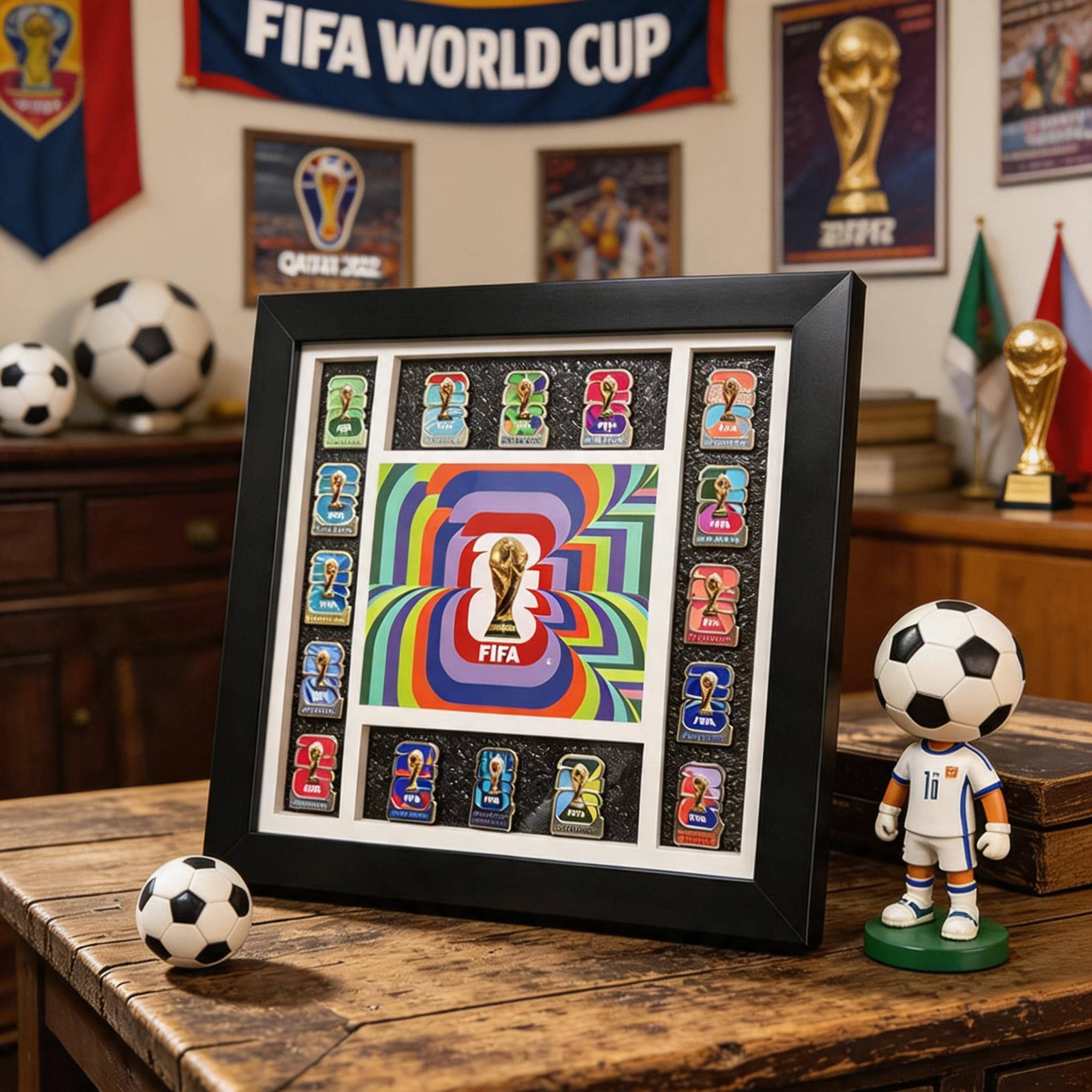 新品】FIFA ワールドカップ 公式グッズ 開催都市ピンバッジフレームセット