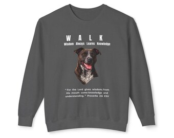 W.A.L.K. - Wisdom Always Learns Knowledge - ユニセックス軽量クルーネック スウェットシャツ - ピットブルテリア