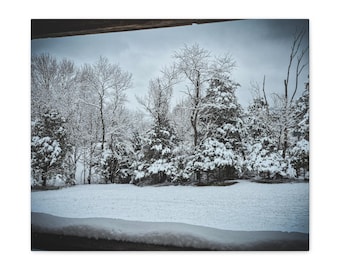 Winter Landscape Canvas Print, Snow-Covered Trees Photography, Appalachian Wall Art