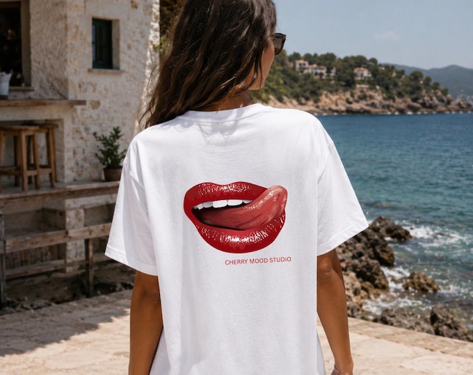 Red Glossy Lips Tongue Tee | Luxe T-shirt
