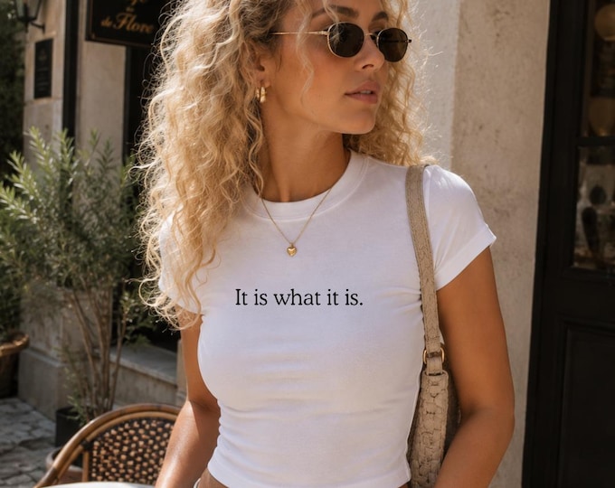 Fitted Tee | Minimalist "It is what it" Text Design, Moisture-Wicking Fabric