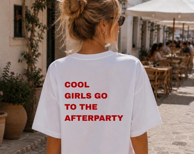 Girls Afterparty T-Shirt | Bold Block Lettering, Cotton Crew Neck