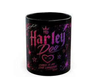 Harley Doo logo mug | Black ceramic mug
