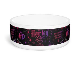 Harley Doo Pattern Pet Bowl | Pink Purple Inspired Design