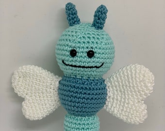 Crochet animal, butterfly, rattle