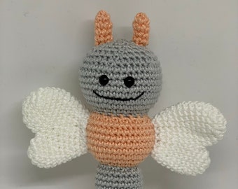 Crochet animal, butterfly, rattle