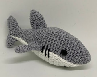 Crochet animal, shark, rattle