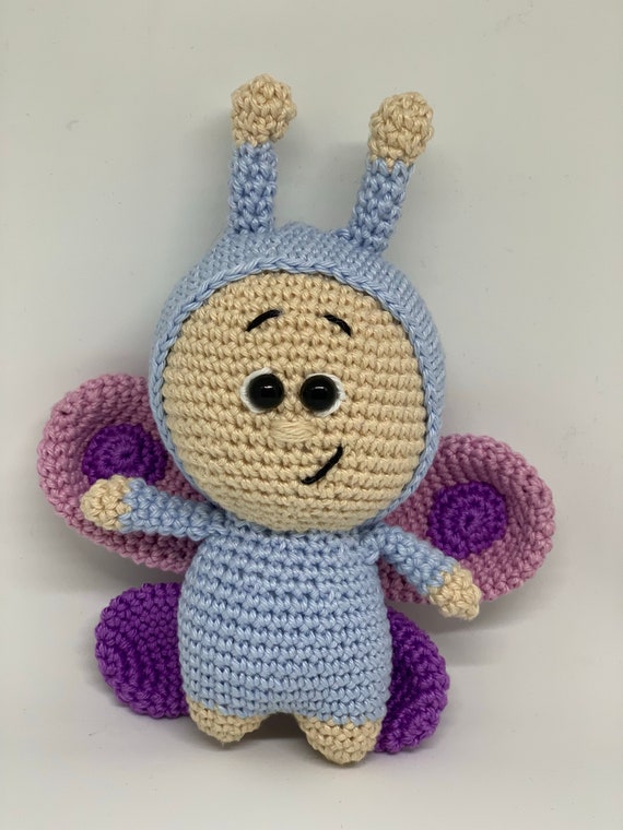 Crochet animal, butterfly, rattle