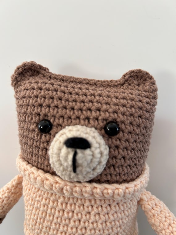 crochet figure, rattle, grasping toy, bear