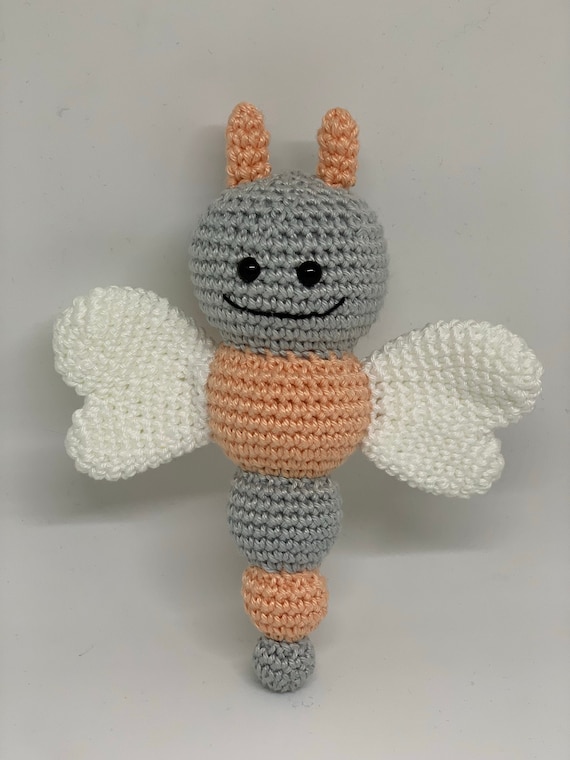 Crochet animal, butterfly, rattle