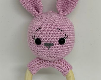 Crochet animal, rabbit, rattle