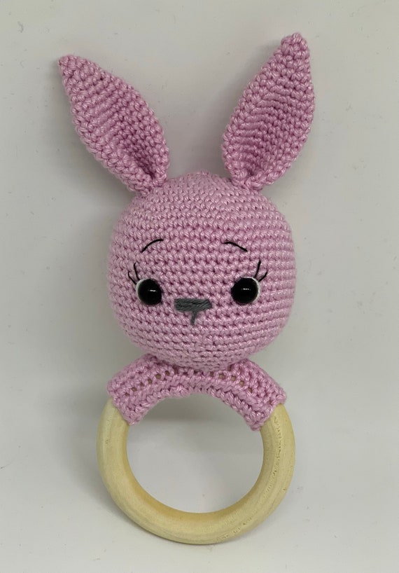 Crochet animal, rabbit, rattle