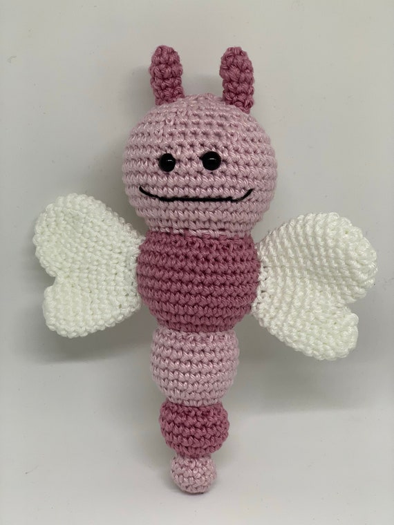 Crochet animal, butterfly, rattle