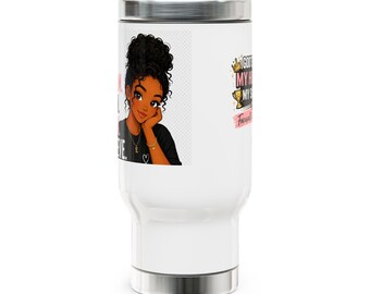Tasse de voyage « Dream Plan Work Achieve » | Gobelet fille noire Focused & Blessed | Tasse de voyage à café motivante | Cadeau pour femme