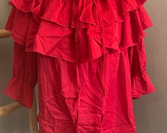 Byinns Vivacious Red Ruffle Off-Shoulder Blouse