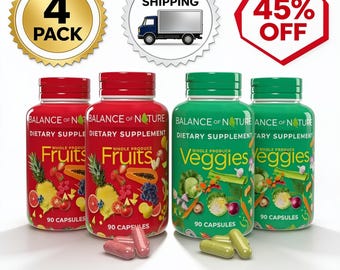 Balance of Nature Fruits & Veggies Whole Food Supplement - Dietary Supplement- Pack of 4