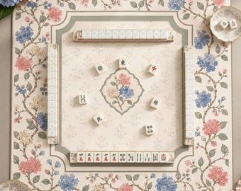 The Hydrangea Vine Mahjong Mat, Chinoiserie Floral Neoprene Game Mat, Custom Monogram Mahjong Mat, Personalized Gift