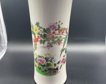 Japanese Porcelain Vase with a Peacock Design and Gold Trim