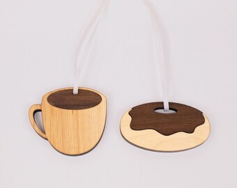 Coffee and Donut Ornament Set