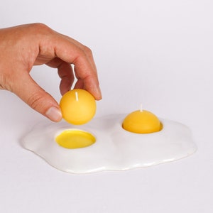 Bougeoir chauffe-plat double œuf en céramique image 3