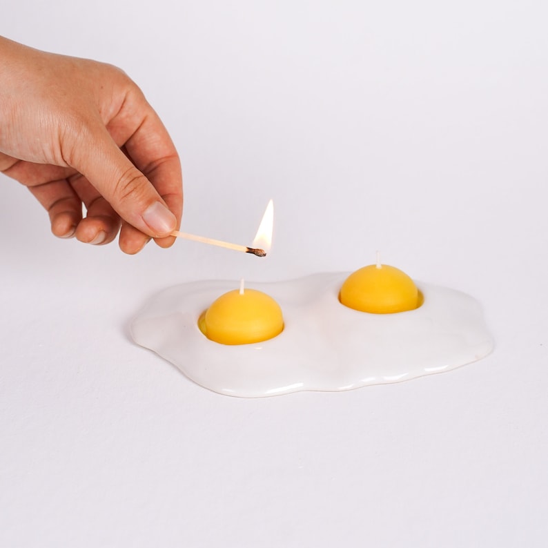 Ceramic Double Egg Tea Light Candle Holder image 1