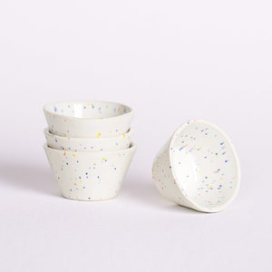 Speckled Dipping Sauce Cups Set of 4 White confetti