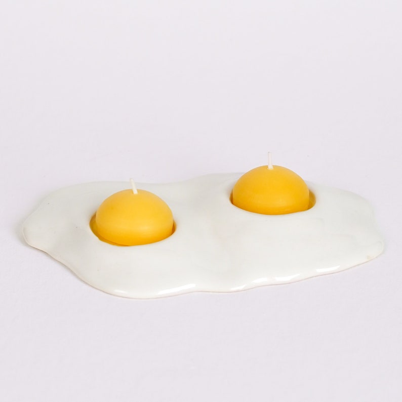 Bougeoir chauffe-plat double œuf en céramique image 2